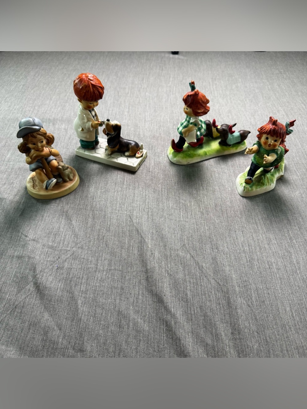 4 Goebel Charlot Byj Redhead Figurines Collection Lot Boy Girl Dogs Mid Century